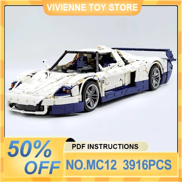 MOC MC12 White Super Sprots Car Model Building Blocks Technical Vehicle Bricks DIY Puzzle Toys Assembly Christmas Gift For Kids