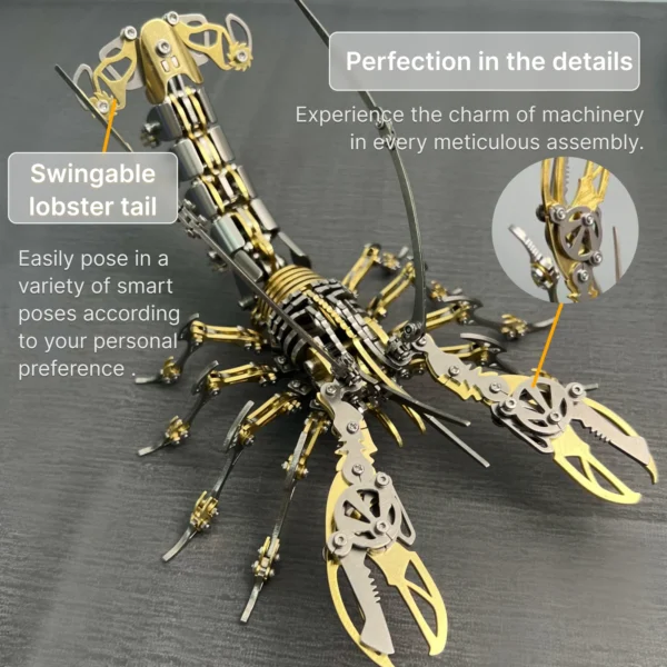 DIY mechanical assembly 3D metal lobster stainless steel puzzle decompression model kit personalized gift toy - Image 4