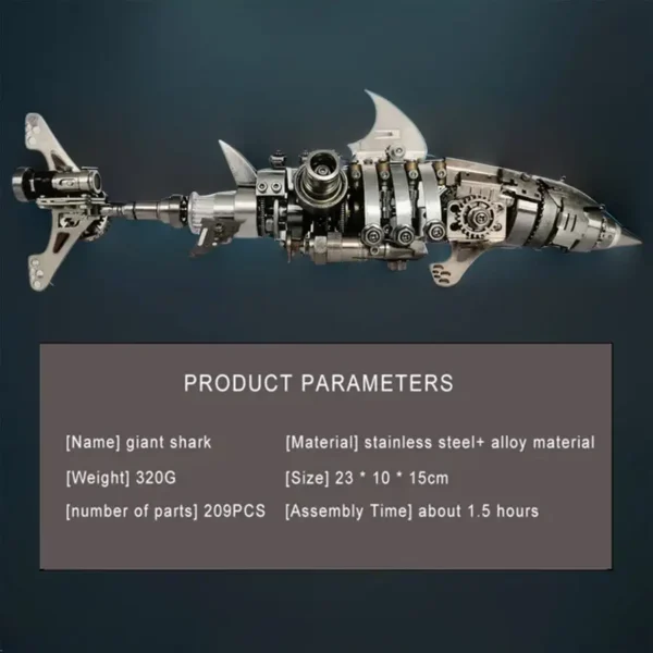 Punk DIY Fish Mechanical Shark Assembly 3D Metal Puzzle Stainless Steel Model Kit Personalized Gift Toy - Image 5